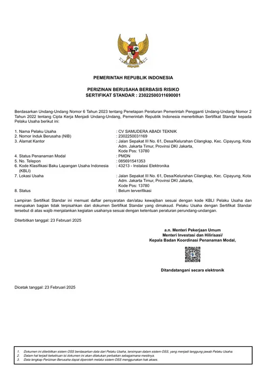 Nomor Induk Berusaha (NIB) Risiko Tinggi